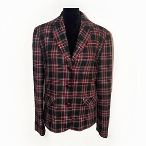 Vintage David Brooks Womens‎ Size 8 Multicolor Plaid Wool Blend Blazer Jacket